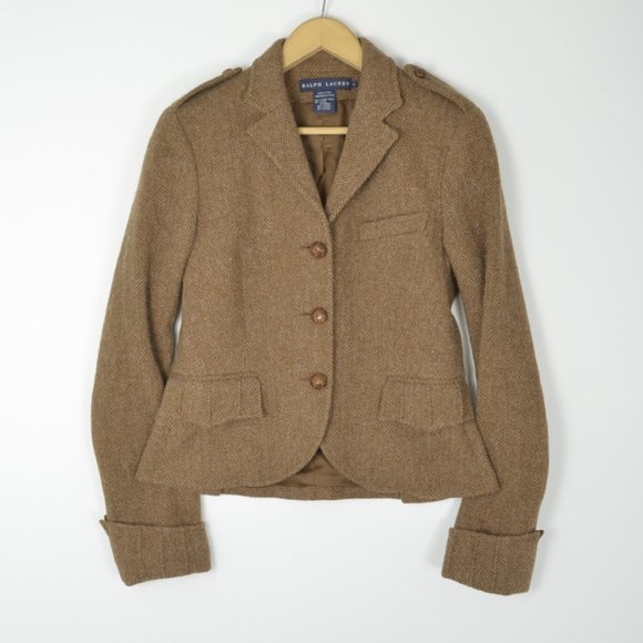 Ralph Lauren Jackets & Blazers - Vintage Ralph Lauren Tweed Herringbone Wool Equestrian Riding Blazer Jacket
